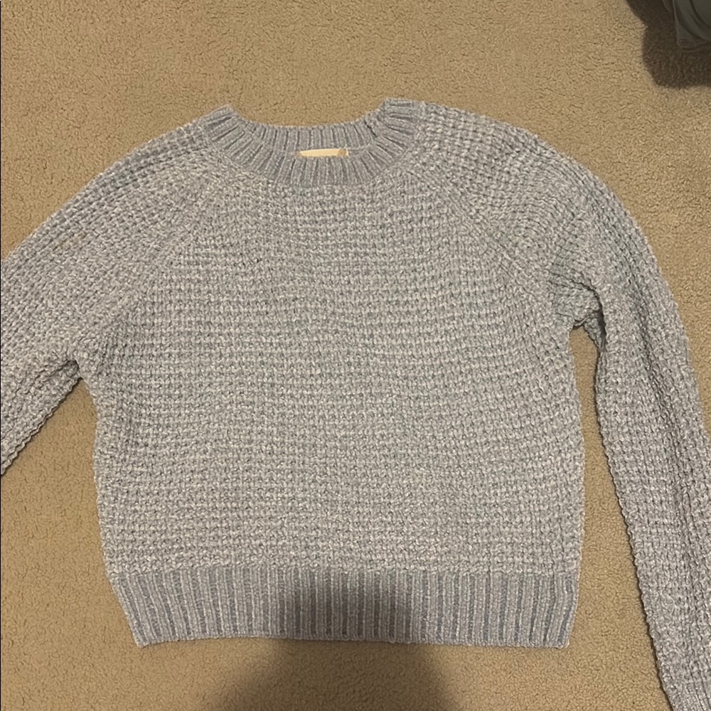 Altar'd State Blue Crew Neck Sweater with Textured Knit